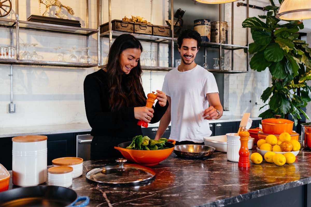 Healthy cooking in modern kitchen